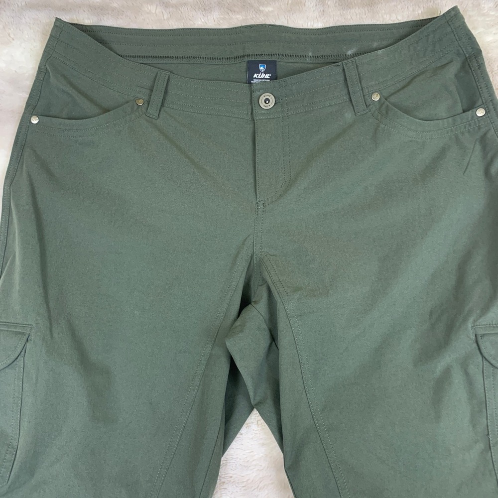 Kuhl Splash Cargo Hiking Pants Women 16 Regular Olive Green Roll Up Straight Leg - Picture 2 of 10